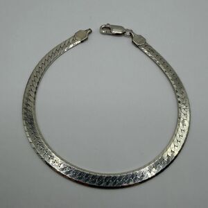 925 Sterling Silver Flat Herringbone Chain Bracelet 7" 6.3g